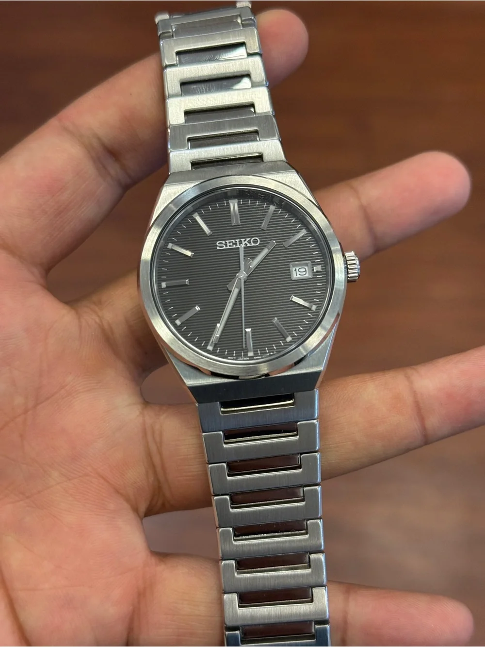 Seiko Silver and Black Stainless Steel  Men's Essentials  39mm Watch